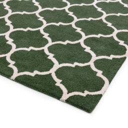 Ogee Green Geometric Handmade Luxurious Modern Easy To Clean Rug For Dining Room Bed Room And Living Room-80Cm X 150Cm - thumbnail 2