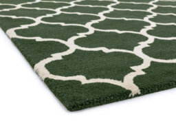 Ogee Green Geometric Handmade Luxurious Modern Easy To Clean Rug For Dining Room Bed Room And Living Room-80Cm X 150Cm - thumbnail 4