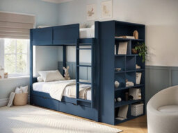 Flair Ruby Wooden Bunk Bed With Storage Blue