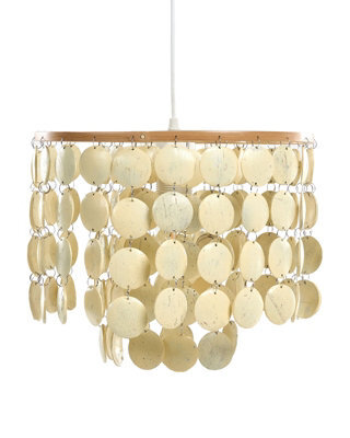 Wyld and Coco Bohonest Coconut Shell Chandelier Pendant Lamp, Beige, Handcrafted Boho Style, Warm Ambient Glow, W30 X D30 X H110Cm - image 1