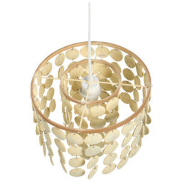 Wyld and Coco Bohonest Coconut Shell Chandelier Pendant Lamp, Beige, Handcrafted Boho Style, Warm Ambient Glow, W30 X D30 X H110Cm - thumbnail 5