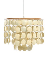 Wyld and Coco Bohonest Coconut Shell Chandelier Pendant Lamp, Beige, Handcrafted Boho Style, Warm Ambient Glow, W30 X D30 X H110Cm - thumbnail 1