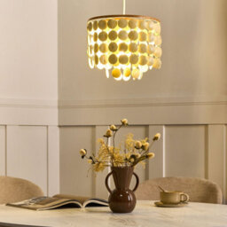 Wyld and Coco Bohonest Coconut Shell Chandelier Pendant Lamp, Beige, Handcrafted Boho Style, Warm Ambient Glow, W30 X D30 X H110Cm - thumbnail 2