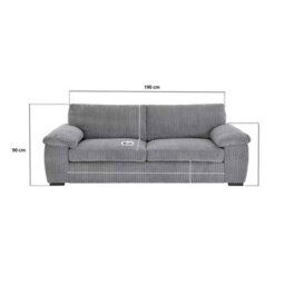 BlissFurniture Ltd Jumbo Cord Amalfi 3 Seater Sofa Stylish And Spacious Sofa For Modern Living Rooms Soft Cushions & Cozy Soft Cord Fabric In Grey - thumbnail 2