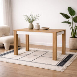 Wyld Haus Hjorring Medium Extending Dining Table In White Gloss And Natural Oak - thumbnail 1