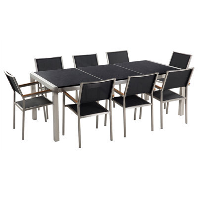 Beliani Garden Dining Set 8 Seater Grosseto Triple Plate Granite Polished Black - image 1