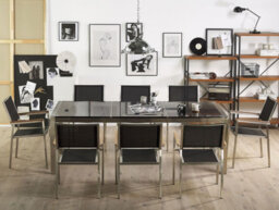 Beliani Garden Dining Set 8 Seater Grosseto Triple Plate Granite Polished Black - thumbnail 2