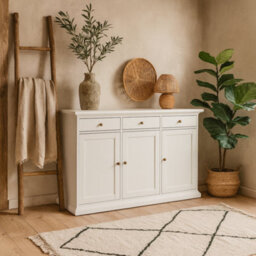 Wyld Haus Osaka Farmhouse White Wooden Sideboard 3 Doors 3 Drawers - thumbnail 2