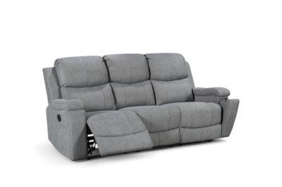 3 Seater Manual Recliner Sofa In  Dark Grey Chenille Fabric - image 1