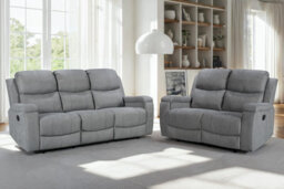3 Seater Manual Recliner Sofa In  Dark Grey Chenille Fabric - thumbnail 7