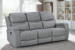 3 Seater Manual Recliner Sofa In  Dark Grey Chenille Fabric - thumbnail 2