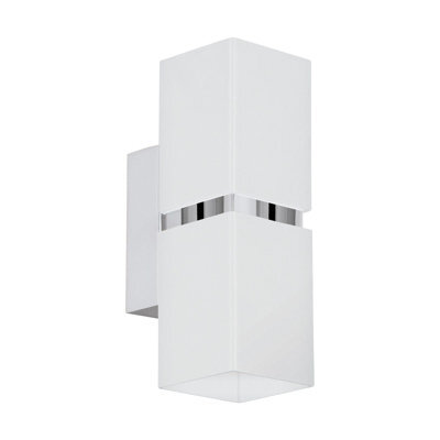 Stylish Chrome Plated Wall Light With White Shade And Gu10 Bulbs - image 1