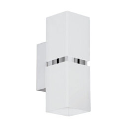 Stylish Chrome Plated Wall Light With White Shade And Gu10 Bulbs - thumbnail 1
