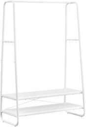 Songmics Vasagle Clothing Rail, Bedroom Rack With 6 S-Shaped Hooks, Steel Frame And Dual Shelves, Cloud White And Matte White - thumbnail 6