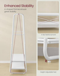 Songmics Vasagle Clothing Rail, Bedroom Rack With 6 S-Shaped Hooks, Steel Frame And Dual Shelves, Cloud White And Matte White - thumbnail 4