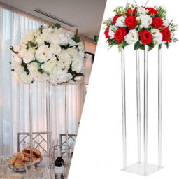 Living And Home Clear Tall Metal Floor Vase Flower Stand Wedding Centrepieces H 60Cm - thumbnail 2