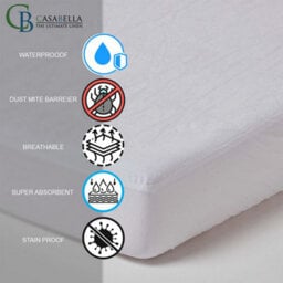 Casabella Waterproof Terry Towel Matress Protector Fitted Cover Polycotton Mattress Protectors Bunk 76X190+30Cm - thumbnail 3