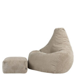 Icon Dalton Xl Jumbo Cord Recliner Bean Bag And Footstool, Stone - thumbnail 3