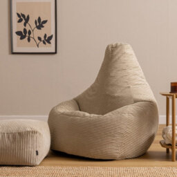 Icon Dalton Xl Jumbo Cord Recliner Bean Bag And Footstool, Stone