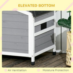 Pawhut Wooden Dog Kennel For Outside 97L X 72W X 65Hcm, Grey - thumbnail 8