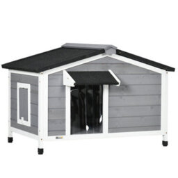 Pawhut Wooden Dog Kennel For Outside 97L X 72W X 65Hcm, Grey - thumbnail 2