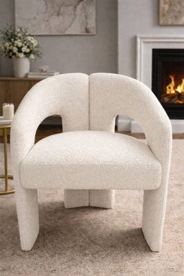 Stratus Interiors Oslo Modern Bouclé Accent Chair - White Sculptural Contemporary Armchair - image 1