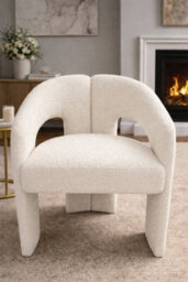 Stratus Interiors Oslo Modern Bouclé Accent Chair - White Sculptural Contemporary Armchair - thumbnail 1