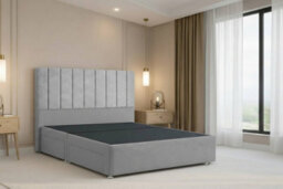 "Nexus Kyoto Plush Divan, Silver, 54"" Headboard, No Drawers, Open Coil Mattress, Small Double" - thumbnail 3
