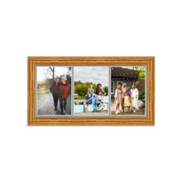 AK Frames 16X8 Oak Classic Multi Photo Frame With Silver Mount - Holds 3 Apertures (3X) 7X5 Photos