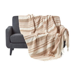 Homescapes Cotton Morocco Striped Beige Throw, 255 X 360 Cm - thumbnail 1
