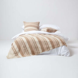 Homescapes Cotton Morocco Striped Beige Throw, 255 X 360 Cm - thumbnail 3