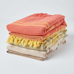 Homescapes Cotton Morocco Striped Beige Throw, 255 X 360 Cm - thumbnail 7