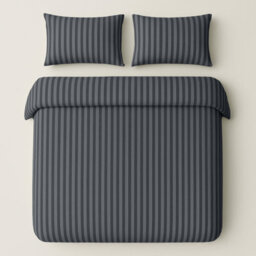 Bedlooms Charcoal Stripe Duvet Cover Set, Reversible, Breathable & Hypoallergenic Bedding Pack, Double 200X200Cm - thumbnail 2