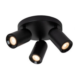 Lucide Punch Classic Ceiling Spotlight 21Cm - 3Xgu10 - Black - thumbnail 1