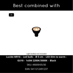 Lucide Punch Classic Ceiling Spotlight 21Cm - 3Xgu10 - Black - thumbnail 8