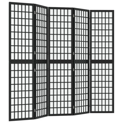 Berkfield Classic Folding 5-Panel Room Divider Japanese Style 200X170 Cm Black - image 1