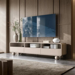 Arte Albion Tv Cabinet 180Cm - Cashmere Finish, Push-To-Open Drawers & Open Media Storage - thumbnail 5