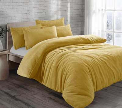Homes & Linen Teddy Fleece Duvet Cover Set With Pillow Case Thermal Fleece Warm Cosy Soft Fur Teddy Bedding Duvet Cover Set