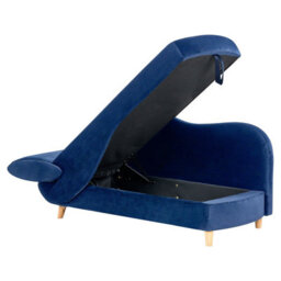 Beliani Left-Hand Chaise Longue Meri Velvet Navy Blue With Storage - thumbnail 6