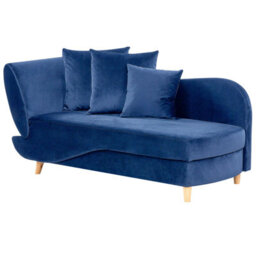 Beliani Left-Hand Chaise Longue Meri Velvet Navy Blue With Storage - thumbnail 7