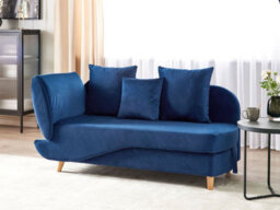 Beliani Left-Hand Chaise Longue Meri Velvet Navy Blue With Storage - thumbnail 2