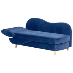 Beliani Left-Hand Chaise Longue Meri Velvet Navy Blue With Storage - thumbnail 5