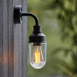 Luminosa Lighting Luminosa Monza Outdoor Wall Lantern Matt Black, Clear Glass - thumbnail 3