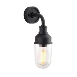 Luminosa Lighting Luminosa Monza Outdoor Wall Lantern Matt Black, Clear Glass