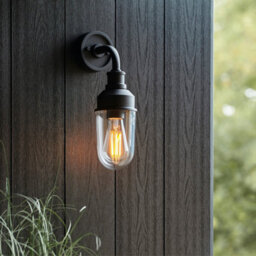 Luminosa Lighting Luminosa Monza Outdoor Wall Lantern Matt Black, Clear Glass - thumbnail 2