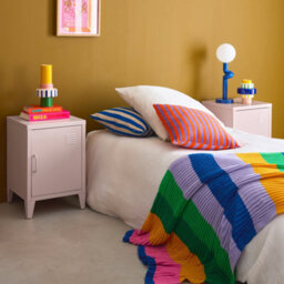 Sweeek - Set Of 2 Industrial Bedside Tables 1 Door Soho Pink 38X38X57 Cm - thumbnail 7