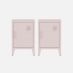 Sweeek - Set Of 2 Industrial Bedside Tables 1 Door Soho Pink 38X38X57 Cm - thumbnail 3