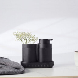 "Beslagsboden Freestanding Black Soap Dish 17.8 X 9.5Cm (7"" X 3.7"") Wave Style Polyresin Soap Tray For Bath Sink Shower Bathroom" - thumbnail 2
