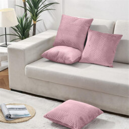 Ameha Pink Embossed Velvet Cushion Cover Pack Of 4, Soft Anti Allergic Zip Closure, 18X18 Inch - thumbnail 2