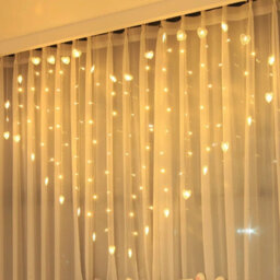 Urbn-Living Yellow - Led Fairy Curtain Lights - Heart Design - thumbnail 6